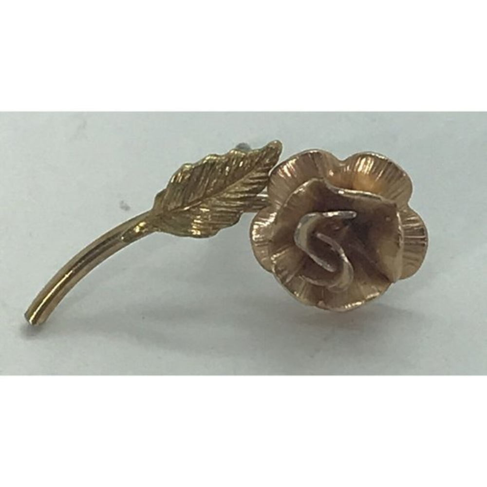 KREMENTZ ROSE GOLD ROSE BROOCH Rare Small‎ Vintage Estate